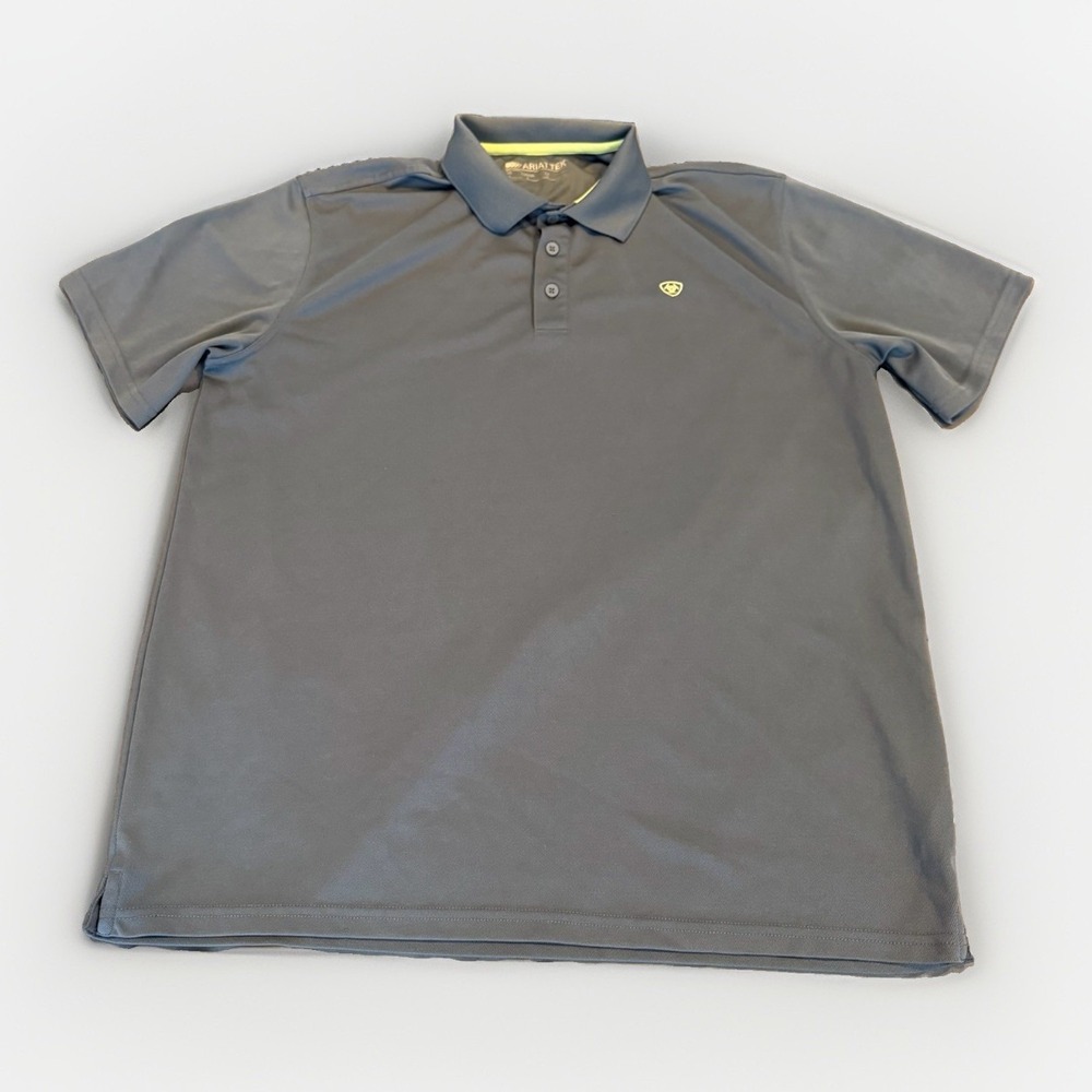 Ariat tek Men's Blue Gray Large Polo Shirt Short Sleeve Performance Golf Casual